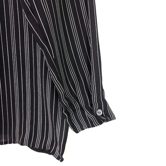 Vince Silk Tunic Top Size 2 Sheer Black Striped Elegant Professional Blouse - Picture 6 of 14